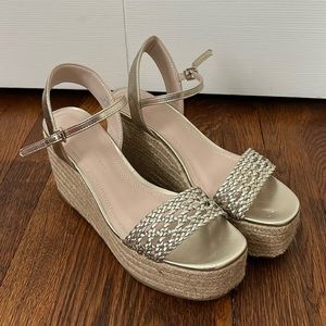 Zara Gold Platform Espadrilles Sandal EU Size 40 US Size 9